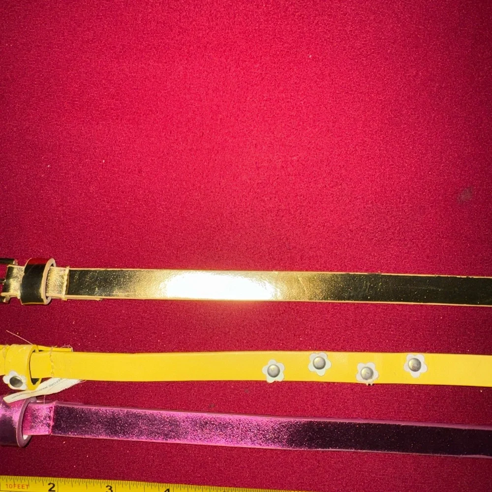 Stylish Kids Belt Set - Pink, Yellow, Gold